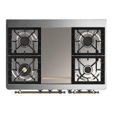 ILVE UMD40FNR3SSB Majestic III 40 inch Dual Fuel Range with 6 Burners and Griddle, Dual Function Burner up to 25,000 BTU (Natural Gas, Triple Glass Door, Stainless Steel, Burnished)