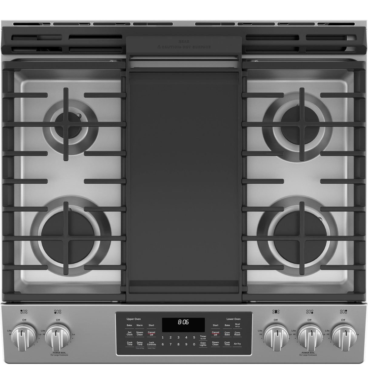 GE 30" Slide-In Front Control Gas Double Oven Range