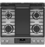 GE 30" Slide-In Front Control Gas Double Oven Range