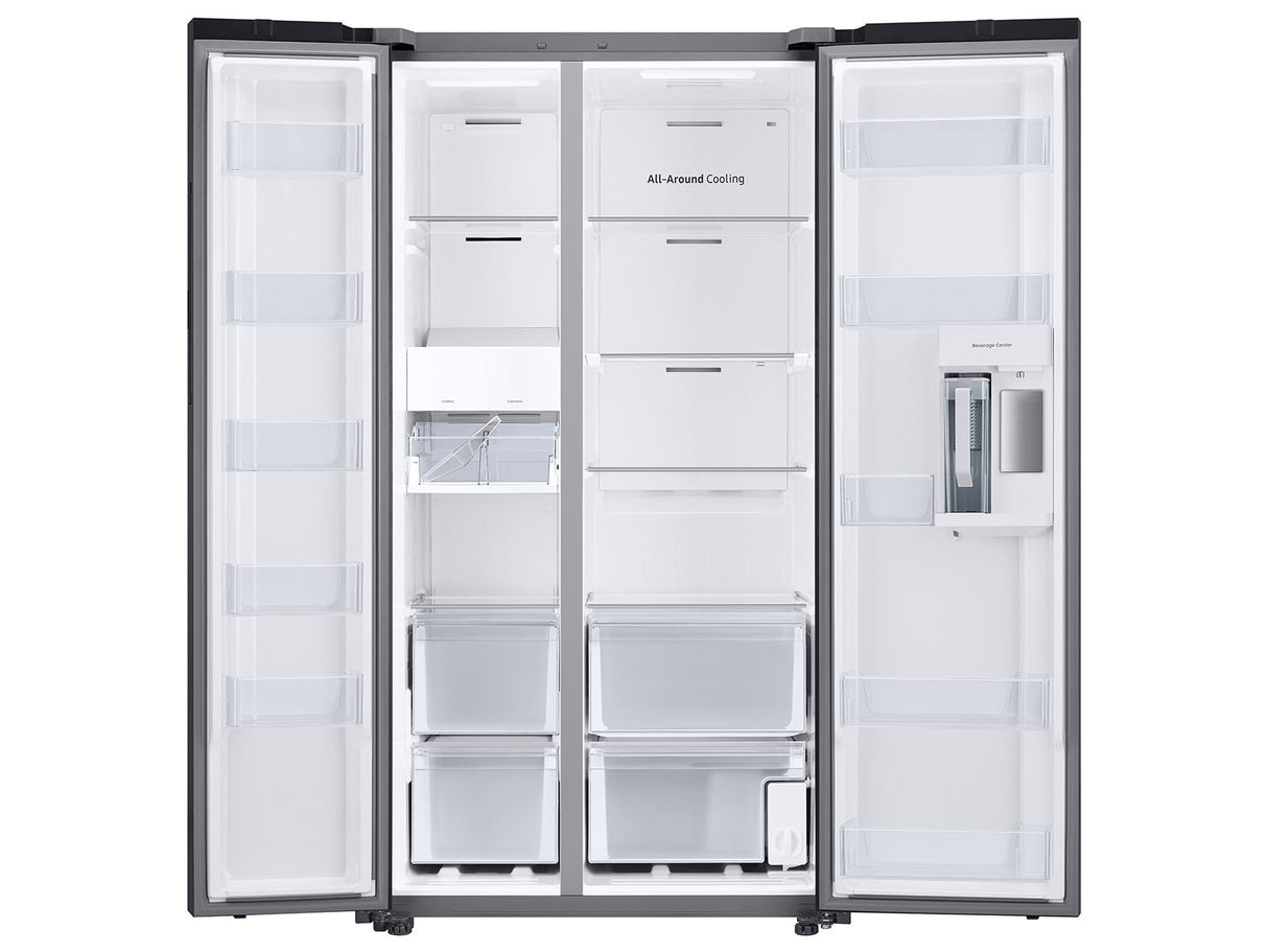 Bespoke Side-by-Side 28 cu. ft. Refrigerator with Beverage Center™ in White Glass
