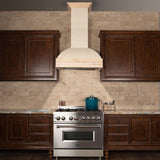 ZLINE Unfinished Wooden Wall Mount Range Hood - Includes Remote Blower (369UF-R) [Size: 42 Inch, CFM: 400]