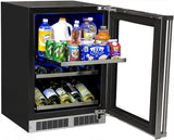 24" Beverage Center with Display Wine Rack - Stainless Frame, Glass Door With Lock - Integrated Right Hinge