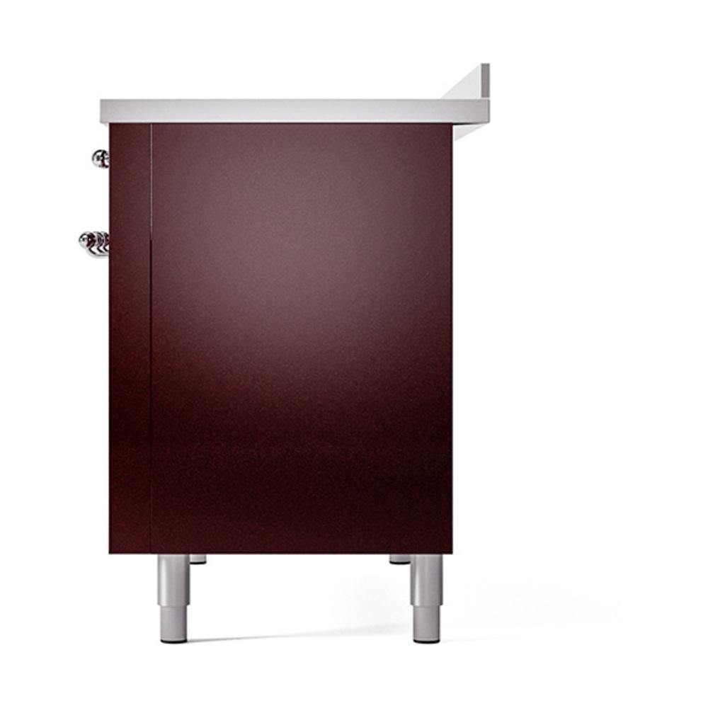 ILVE UNI486QNMPBUC Nostalgie II Noblesse 48 inch Induction Range (Solid Door, Burgundy, Chrome)