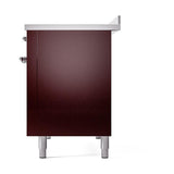 ILVE UNI486QNMPBUC Nostalgie II Noblesse 48 inch Induction Range (Solid Door, Burgundy, Chrome)