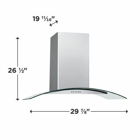 30" Glass Canopy Wall-Mount Hood