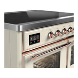 ILVE UMDIB40NR3AWP Majestic III 40 inch Induction Range with 6 Elements, 3.82 cu. ft. Total Oven Capacity (Triple Glass Door, Antique White, Copper)