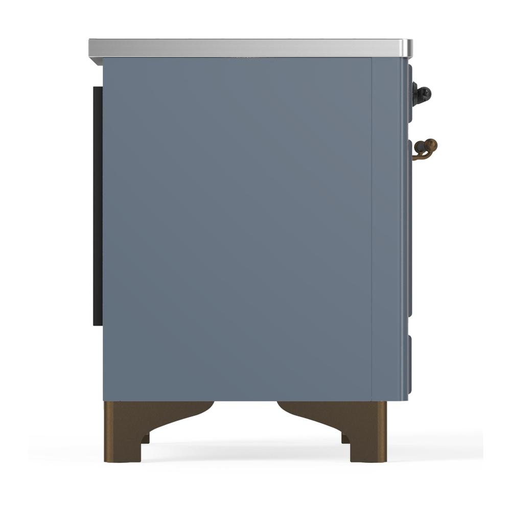 ILVE UMIB36QNR3BGB Majestic III 36 inch Induction Range with 6 Elements, 3.5 cu. ft. Total Oven Capacity (Solid Door, Blue Grey, Burnished)
