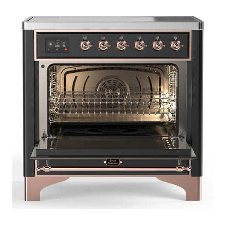 ILVE UMIB36QNR3MGP Majestic III 36 inch Induction Range with 6 Elements, 3.5 cu. ft. Total Oven Capacity (Solid Door, Graphite Matte, Copper)