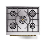 ILVE UN30NMPBGGLP Nostalgie II Noblesse 30 inch Dual Fuel Range (Liquid Propane, Triple Glass Door, Blue Grey, Brass)
