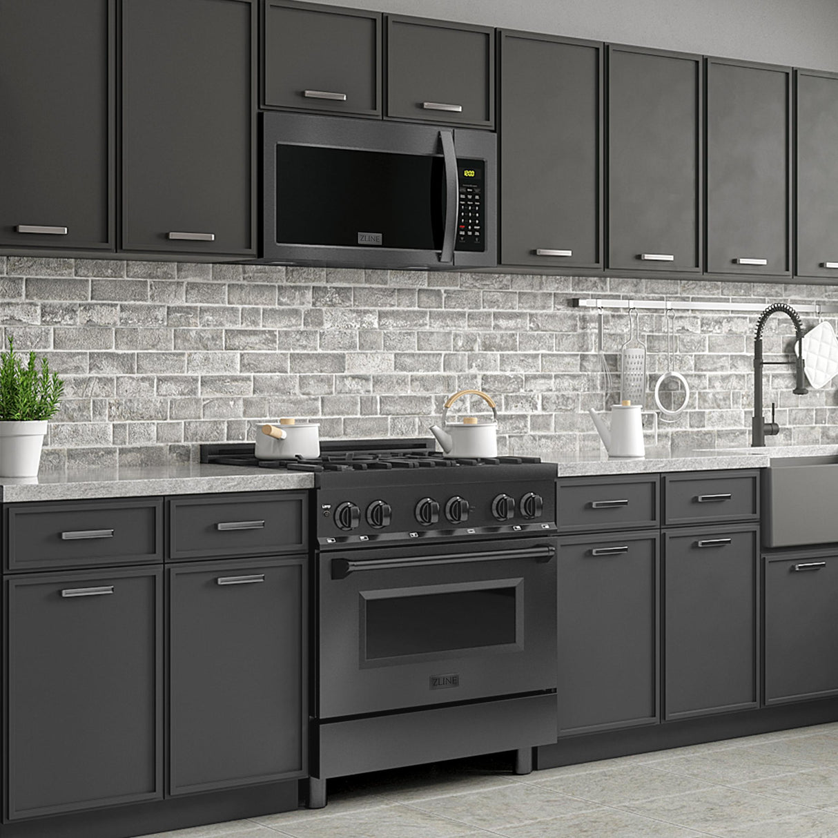 ZLINE Over the Range Convection Microwave Oven with Modern Handle and Color Options (MWO-OTR) [Color: Black Stainless Steel]