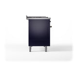 ILVE UN48FSQNMPMBBLP Nostalgie II Noblesse 48 inch Dual Fuel Range (5 Sealed Burners + Griddle + French Top, Liquid Propane, Solid Door, Midnight Blue, Burnished)
