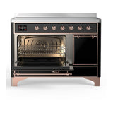 ILVE UMIB48QNR3BKP Majestic III 48 inch Induction Range with 6 Elements, 5.02 cu. ft. Total Oven Capacity (Solid Door, Glossy Black, Copper)