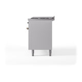 ILVE UN60FQNMPWHBLP Nostalgie II Noblesse 60 inch Dual Fuel Range (9 Sealed Burners + Griddle, Liquid Propane, Solid Door, White, Burnished)