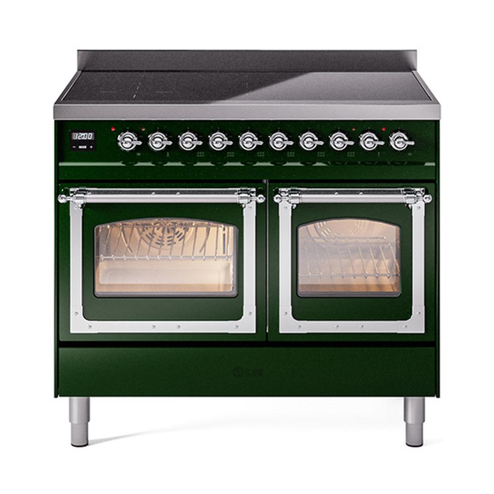 ILVE UNDI406NMPEGC Nostalgie II Noblesse 40 inch Induction Range (Triple Glass Door, Emerald Green, Chrome)