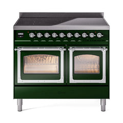 ILVE UNDI406NMPEGC Nostalgie II Noblesse 40 inch Induction Range (Triple Glass Door, Emerald Green, Chrome)