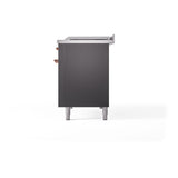 ILVE UN48FSQNMPMGP Nostalgie II Noblesse 48 inch Dual Fuel Range (5 Sealed Burners + Griddle + French Top, Natural Gas, Solid Door, Graphite Matte, Copper)