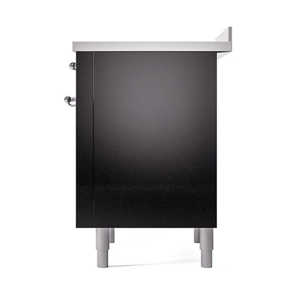 ILVE UNI366QNMPBKC Nostalgie II Noblesse 36 inch Induction Range (Solid Door, Glossy Black, Chrome)