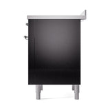 ILVE UNI366QNMPBKC Nostalgie II Noblesse 36 inch Induction Range (Solid Door, Glossy Black, Chrome)