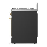 ILVE UM30QNR3MGG Majestic III 30 inch Dual Fuel Range with 5 Black Brass Burners, Dual Function Burner up to 25,000 BTU (Natural Gas, Solid Door, Graphite Matte, Brass)
