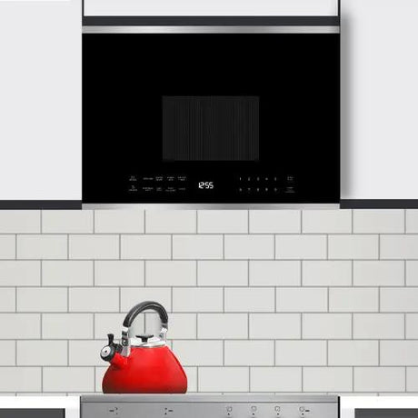 24" Over-The-Range Microwave Oven in Black Glass with Stainless Steel Trim