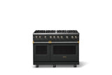 48"W. Sealed Burner Gas Range (Burner: 8b, Finish: Antique Bronze, Trim: Brushed Brass, Fuel: Natural Gas)