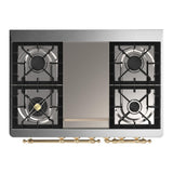 ILVE UMD40FQNR3MGGLP Majestic III 40 inch Dual Fuel Range with 6 Burners and Griddle, Dual Function Burner up to 25,000 BTU (Liquid Propane, Solid Door, Graphite Matte, Brass)