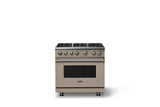 36"W. Sealed Burner Gas Range (Burner: 6b, Finish: Nantucket, Trim: Brushed Brass, Fuel: Natural Gas)