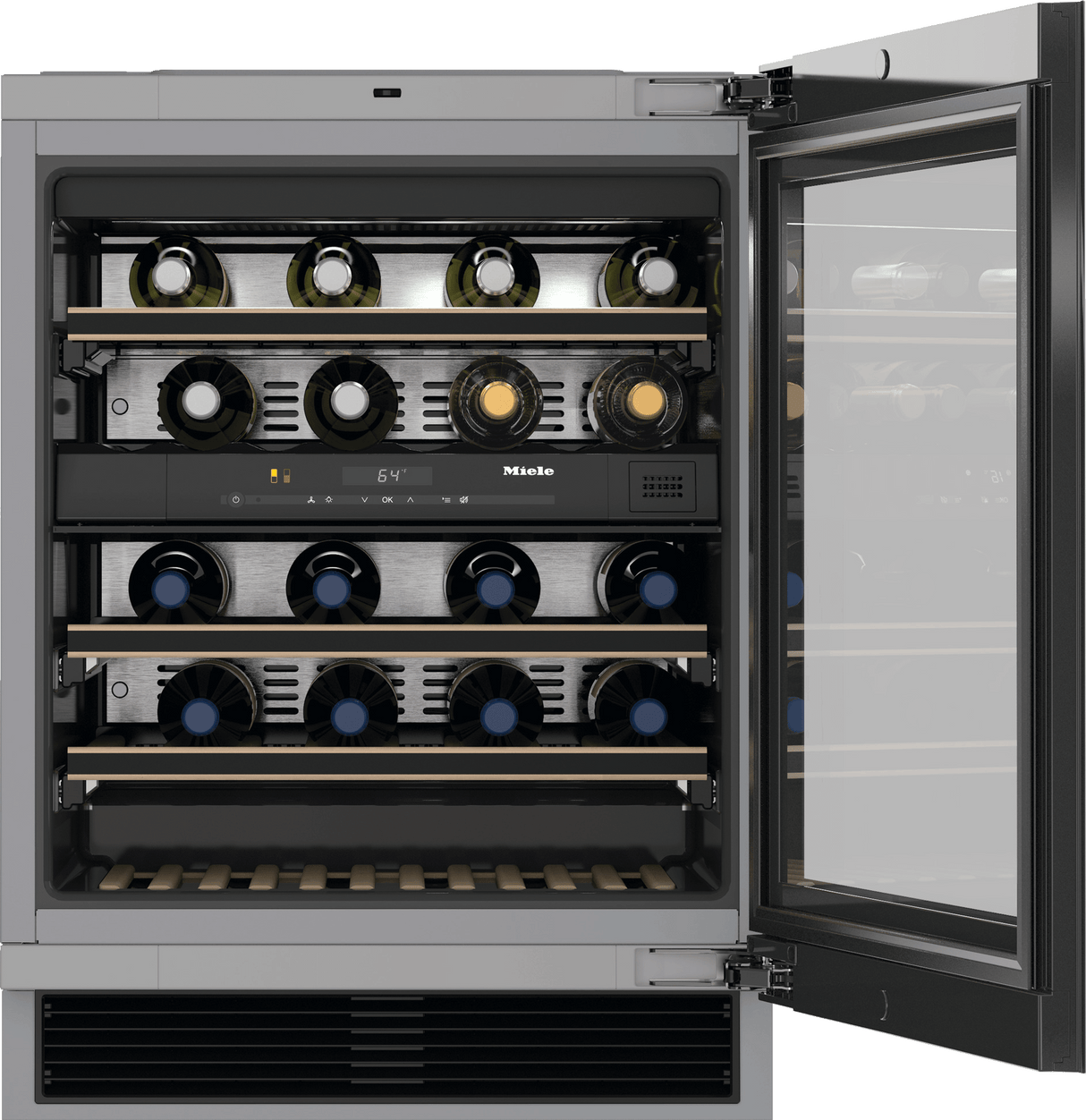 KWT 6322 UG Stainless steel/CleanSteel - Built-under wine storage unit with FlexiFrame and Push2open for greater versatility and top-quality design.