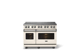 48"W. Induction Range (Finish: Pure White, Trim: Polished Chrome)