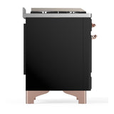 ILVE UM60FQNR3BKP Majestic III 60 inch Dual Fuel Range with 9 Burners and Griddle, Dual Function Burner up to 25,000 BTU (Natural Gas, Solid Door, Glossy Black, Copper)