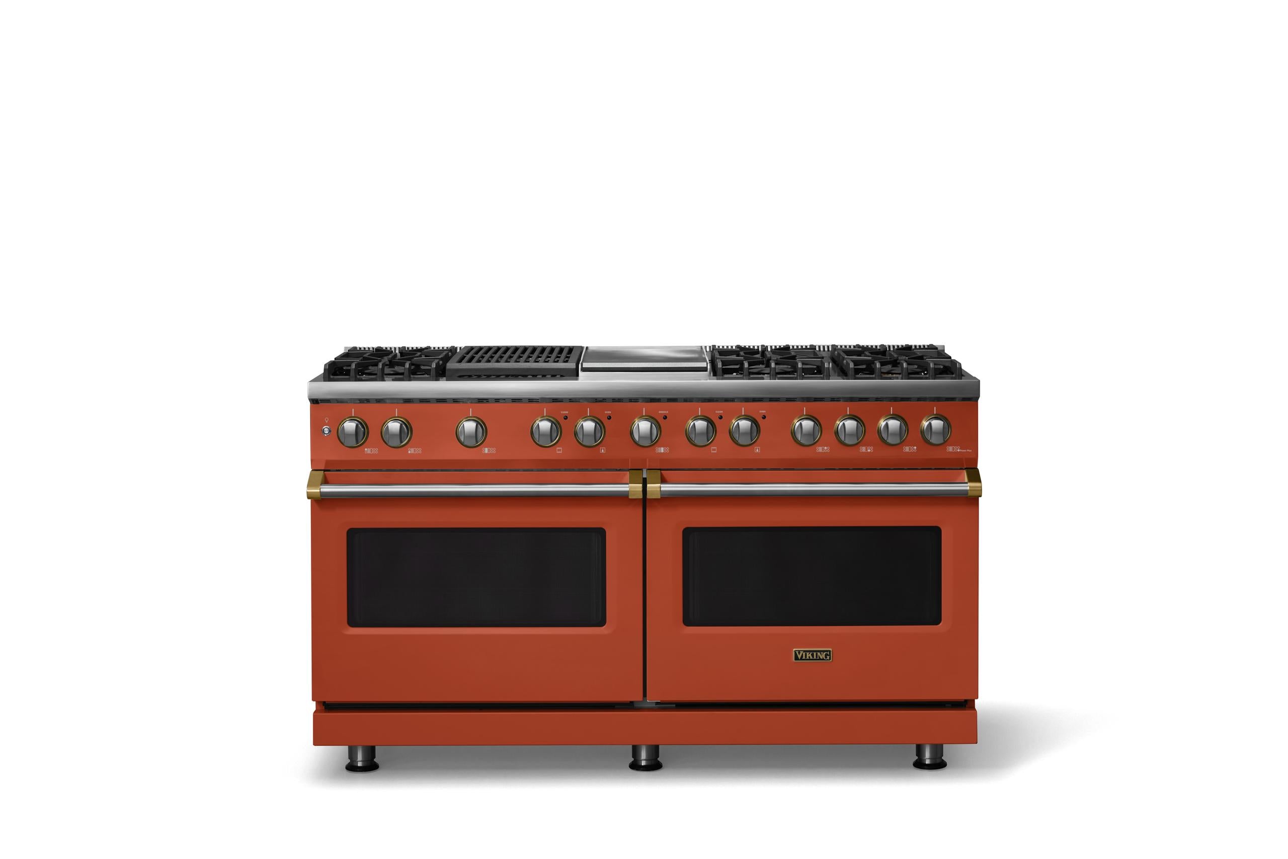 60"W.Dual Fuel Range (Finish: Spiced Cider, Trim: Brushed Brass, Fuel: Propane)