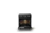 30"W. Induction Range (Finish: Onyx, Trim: Brushed Brass)