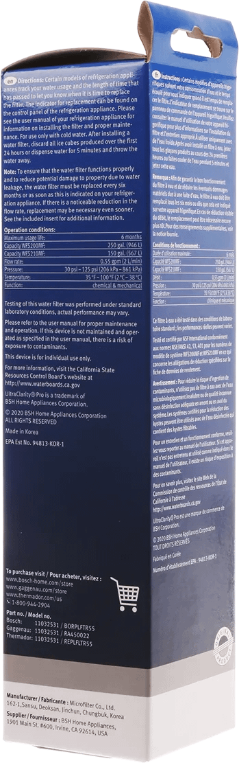 UltraClarity® Pro Water Filter BORPLFTR50, BORPLFTR55, RA450022, REPLFLTR55