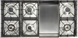 Nostalgie 48 Inch Dual Fuel Natural Gas Freestanding Range in Stainless Steel with Brass Trim