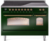 Nostalgie II 48 Inch Electric Freestanding Range in Emerald Green with Brass Trim
