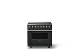 36"W. Induction Range (Finish: Antique Bronze, Trim: Brushed Brass)