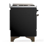 ILVE UMD40FQNR3BKB Majestic III 40 inch Dual Fuel Range with 6 Burners and Griddle, Dual Function Burner up to 25,000 BTU (Natural Gas, Solid Door, Glossy Black, Burnished)