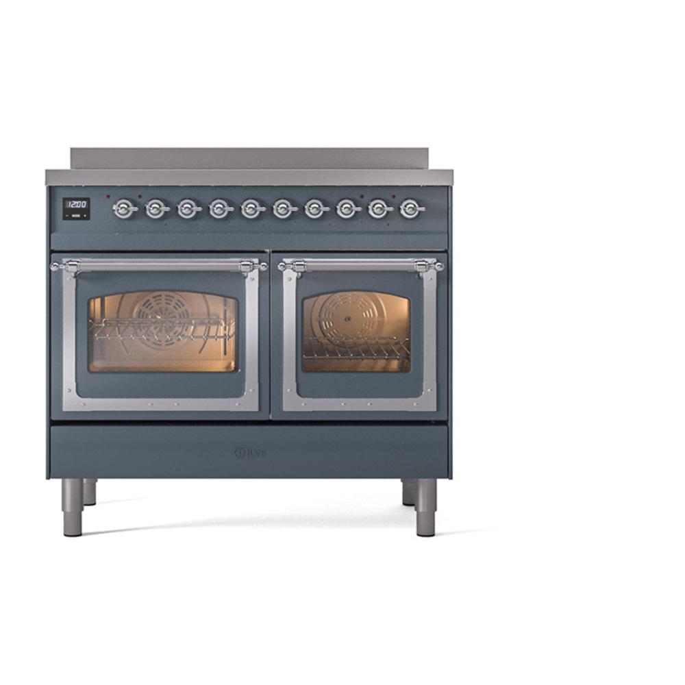 ILVE UNDI406NMPBGC Nostalgie II Noblesse 40 inch Induction Range (Triple Glass Door, Blue Grey, Chrome)