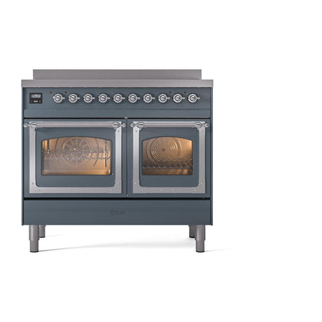 ILVE UNDI406NMPBGC Nostalgie II Noblesse 40 inch Induction Range (Triple Glass Door, Blue Grey, Chrome)