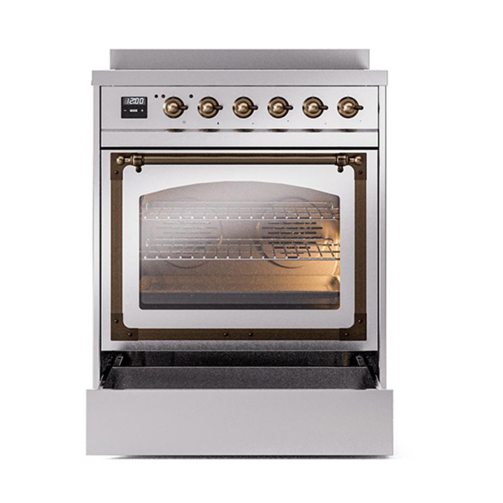 ILVE UNI304NMPSSB Nostalgie II Noblesse 30 inch Induction Range (Triple Glass Door, Stainless Steel, Burnished)