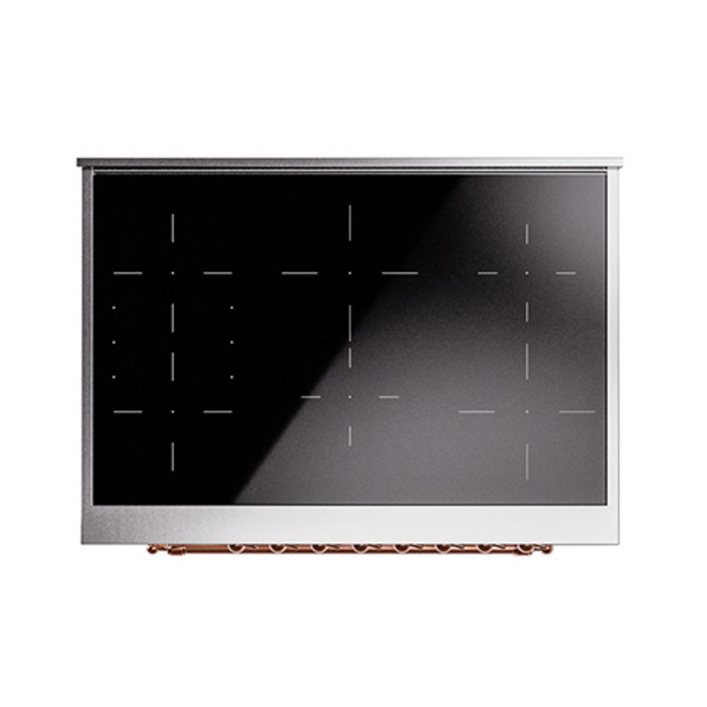 ILVE UNI366QNMPAWP Nostalgie II Noblesse 36 inch Induction Range (Solid Door, Antique White, Copper)