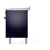 ILVE UN60FSQNMPMBB Nostalgie II Noblesse 60 inch Dual Fuel Range (7 Sealed Burners + Griddle + French Top, Natural Gas, Solid Door, Midnight Blue, Burnished)