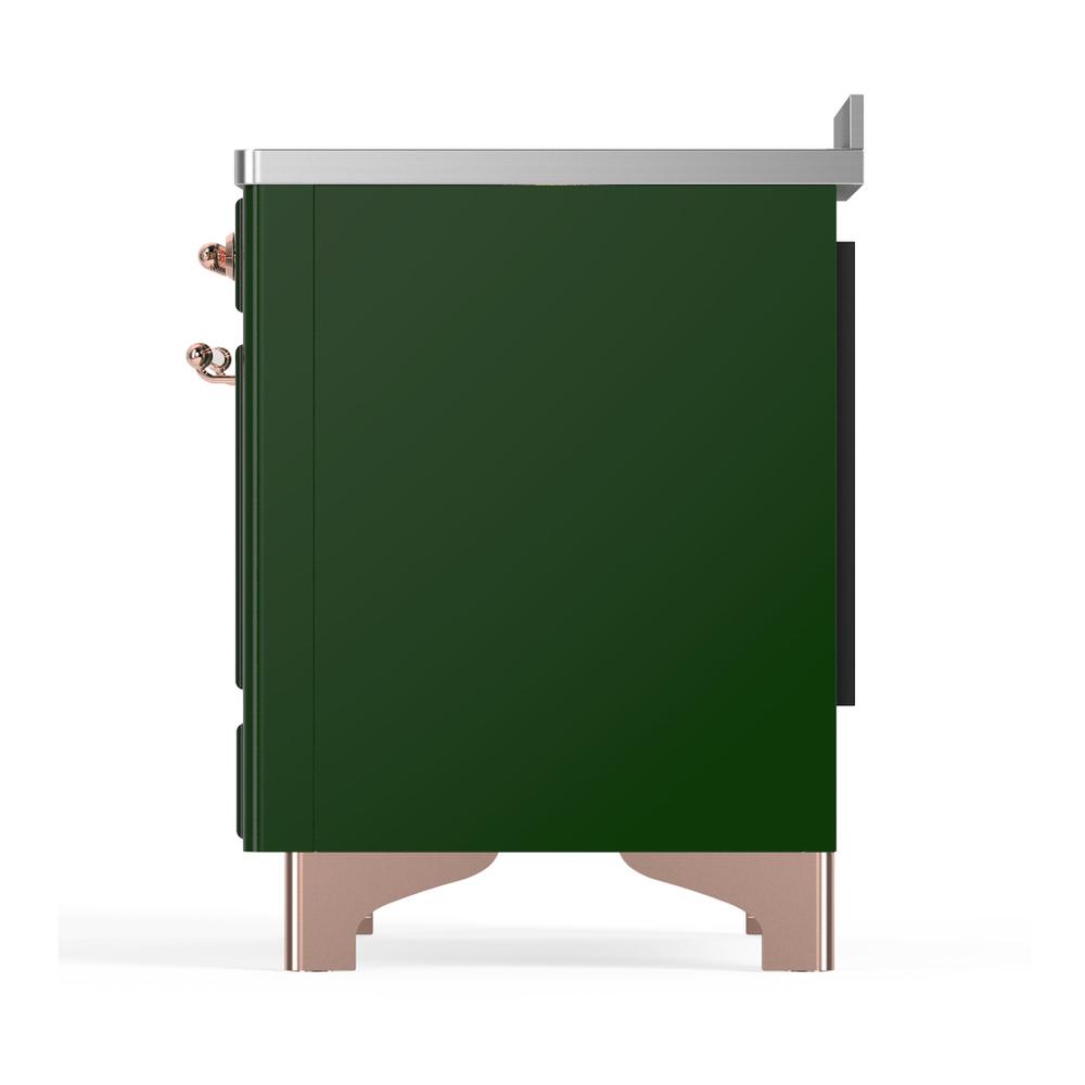 ILVE UMIB48QNR3EGP Majestic III 48 inch Induction Range with 6 Elements, 5.02 cu. ft. Total Oven Capacity (Solid Door, Emerald Green, Copper)