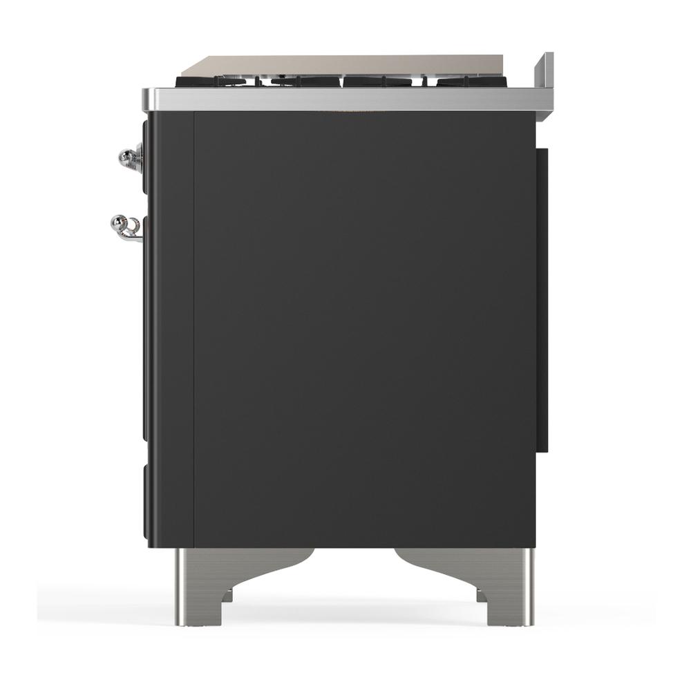 ILVE UMD40FNR3MGCLP Majestic III 40 inch Dual Fuel Range with 6 Burners and Griddle, Dual Function Burner up to 25,000 BTU (Liquid Propane, Triple Glass Door, Graphite Matte, Chrome)