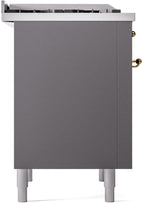 Nostalgie II 36 Inch Dual Fuel Natural Gas Freestanding Range in Matte Graphite with Brass Trim