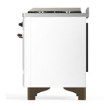ILVE UM60FNR3WHBLP Majestic III 60 inch Dual Fuel Range with 9 Burners and Griddle, Dual Function Burner up to 25,000 BTU (Liquid Propane, Triple Glass Door, White, Burnished)