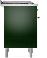 Nostalgie II 36 Inch Dual Fuel Liquid Propane Freestanding Range in Emerald Green with Copper Trim