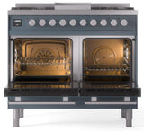 Professional Plus II 40 Inch Dual Fuel Natural Gas Freestanding Range in Blue Grey with Trim