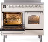 Nostalgie II 40 Inch Electric Freestanding Range in Antique White with Chrome Trim