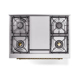 ILVE UN36FQNMPAWG Nostalgie II Noblesse 36 inch Dual Fuel Range (Natural Gas, Solid Door, Antique White, Brass)